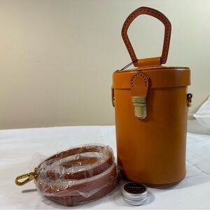 Brown wax leather bucket bag, brand new
